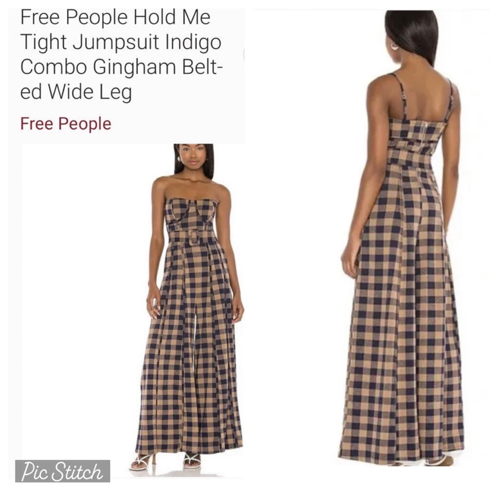 Free People Hold me tight jumpsuit indigo size Large. NWT. Missing belt.
